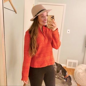 Icelandic Design Soft Pink Orange Half Zip Sweater